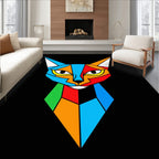 Colorful Cubist Cat Face Rug