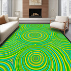 Vibrant Green Yellow Swirl Concentric Rug