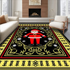 Classic Festive Santa Claus Folk Art Rug
