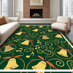 Golden Bells Musical Swirls Green Rug