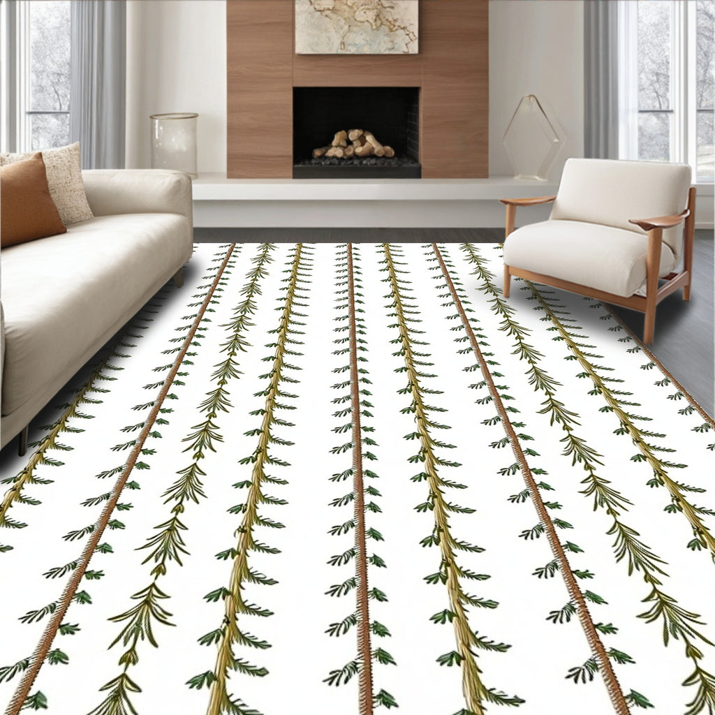 Vertical Green Pine String Garland Rug