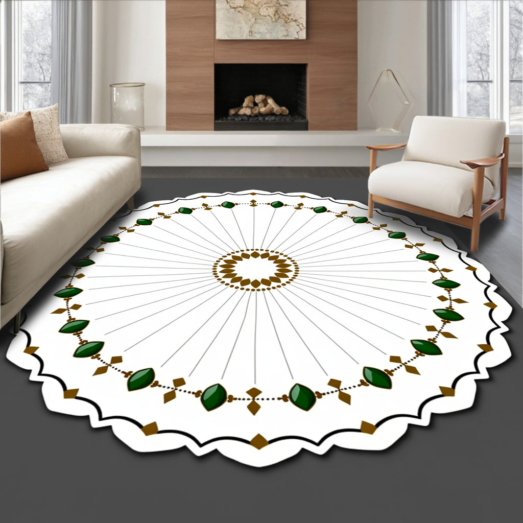 Emerald Green Leaf Medallion Radiance Rug