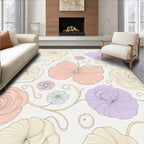 Pastel Butterflies and Blooming Roses Rug