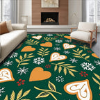Whimsical Gingerbread Heart Snowflake Fern Rug