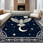 Midnight Eagle Moon Stars Border Rug