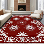 Ornate Scarlet Floral Arrangement Rug