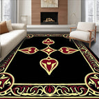 Crimson Gold Ornate Border Jewel Rug