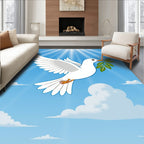 White Dove Peaceful Sky Branch Rug