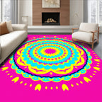 Vibrant Pink Teal Yellow Mandala Rug
