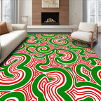 Vibrant Green Red Swirl Texture Rug