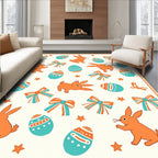 Orange Bunny Turquoise Egg Bows Rug
