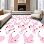 Pink Heart Swan Swirl Repeat Rug