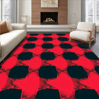 Bold Crimson Plaid Checkered Rug