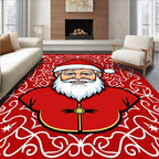 Festive Santa Claus Red Ornamental Rug