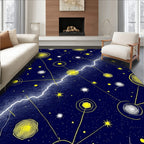 Cosmic Yellow Swirls Lightning Galaxy Rug