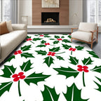 Festive Red Berry Holly Sprigs Rug