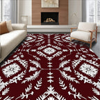 Deep Maroon Floral Medallion Repeat Rug