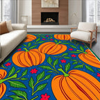 Vibrant Orange Pumpkin Floral Sprig Rug