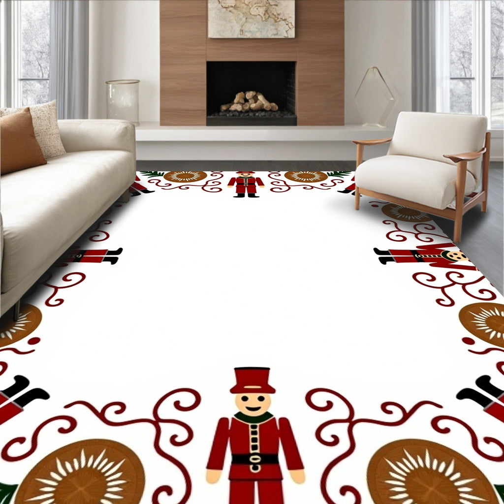 Red Soldier Nutcracker Festive Garland Rug