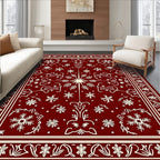 Crimson Snowflake Garden Medallion Rug