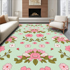 Retro Pink Floral Grin Repeating Pattern Rug
