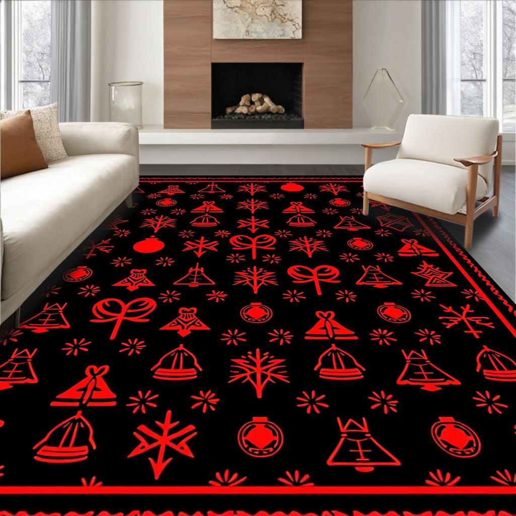 Red Holiday Icon Ensemble Rug