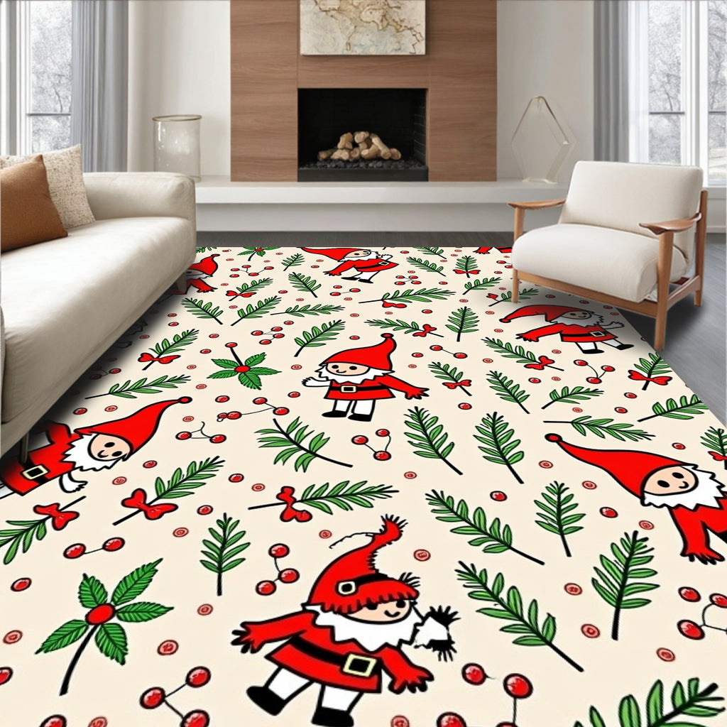 Whimsical Red Gnome Holiday Scatter Rug