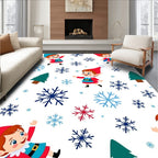 Cute Elf Snowflake Christmas Celebration Rug