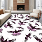 Black And Pink Flying Birds Rug