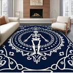 Navy White Skeleton Medallion Art Rug