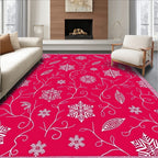 Crimson Snowflake Vine Intricate Rug