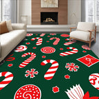Festive Red White Candy Cane Swirl Rug