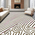 Red Gold Diagonal Stripes Swirls Rug