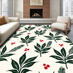 Emerald Green Leaf Berry Cluster Rug
