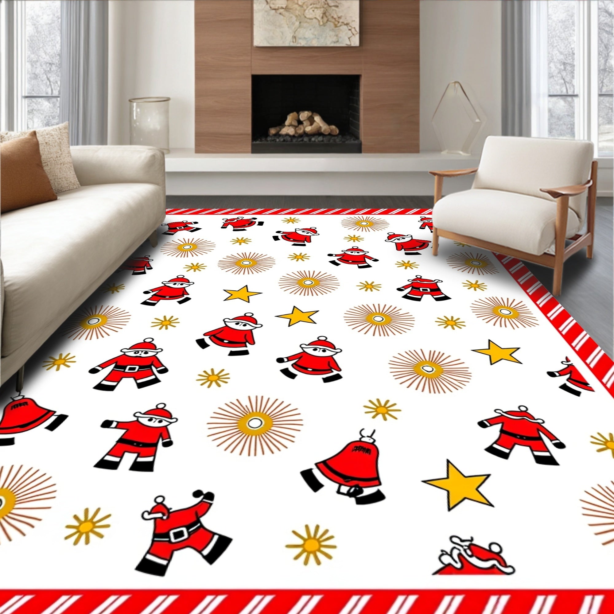 Festive Santa Claus Star Burst Rug
