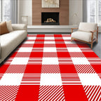 Rustic Red Gingham Plaid Checks Rug