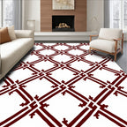 Deep Red Lattice Geometric Rug