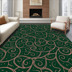 Emerald Green Floral Swirls Rug