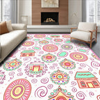 Whimsical Pink Coral House Blossom Rug