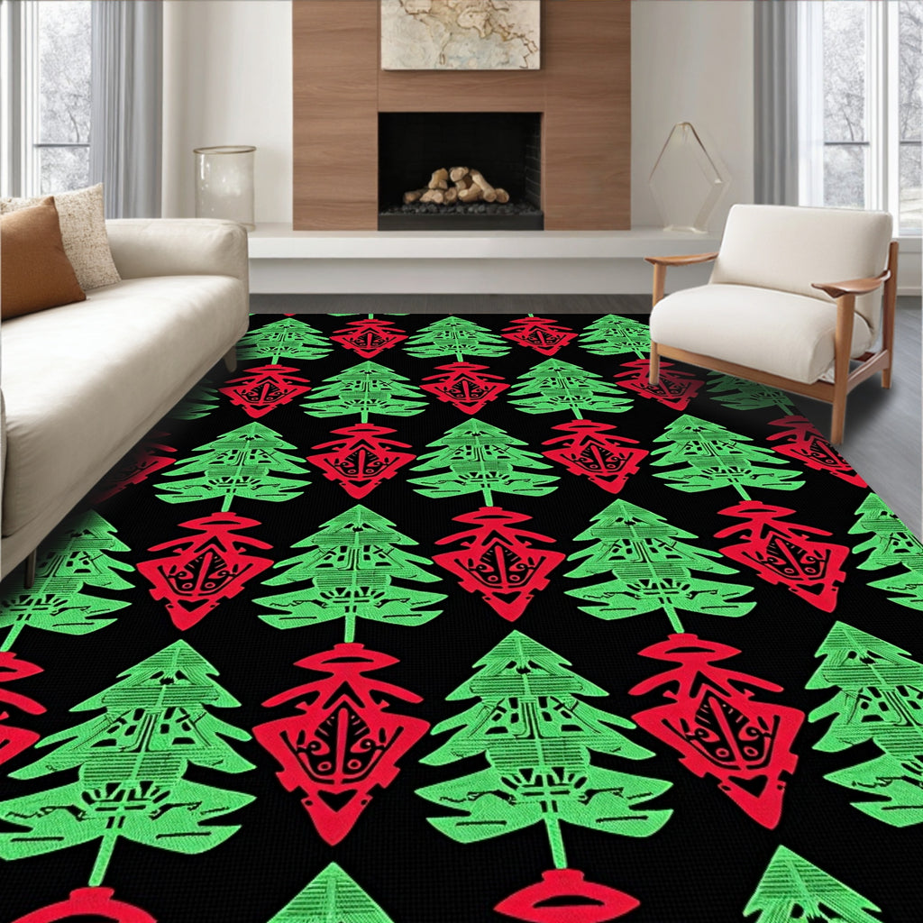 Retro Christmas Tree Repeating Pattern Rug