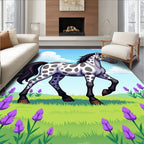 Spotted Horse Amidst Purple Flowers Rug
