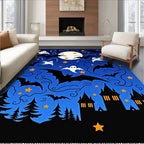 Spooky Night Bats Ghosts Moon Castle Rug