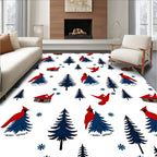 Winter Cardinal Woodland Scene Rug