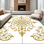 Golden Baroque Floral Medallion Rug