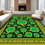 Emerald Green Clover Scatter Border Rug