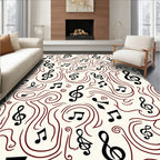 Black Treble Clef Musical Notes Rug