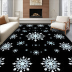 Ice Blue Snowflake Scatter Art Rug
