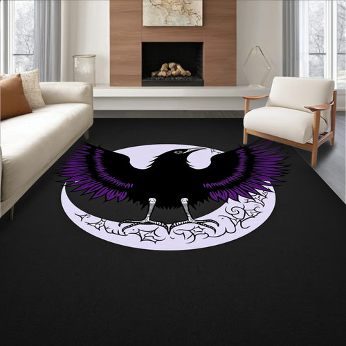 Black Crow With Purple Wings Crescent Rug