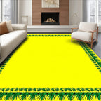 Bright Yellow Green Branch Botanical Border Rug