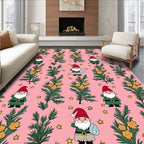 Pink Gnome And Fir Tree Garland Rug
